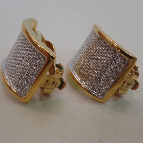 Vintage, Gold & Silvertone  Clip On Earrings by Premier USA. - Picture 6 of 12